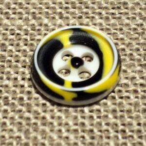 Bouton chemise 12mm 4-trous Petit bouton button down, jaune-noir-blanc