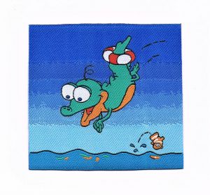 Ecusson Thermocollant Schnappi Le petit crocodile 7.5 x 7.0cm en mer