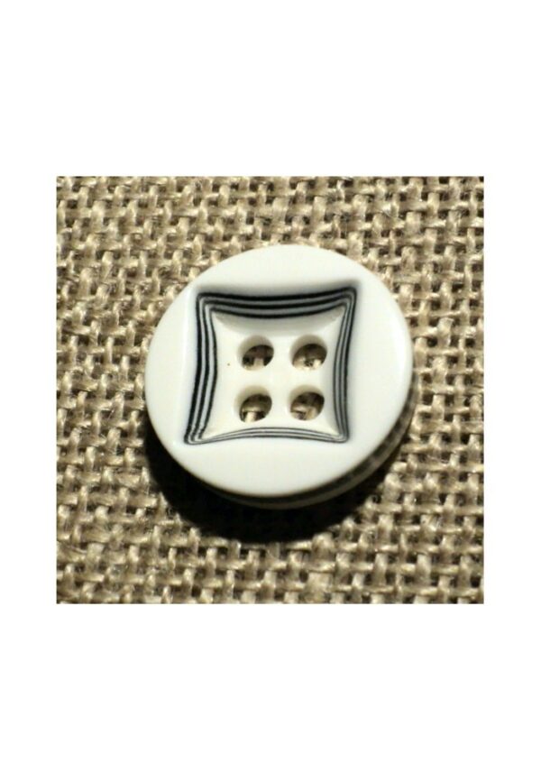 Bouton chemise 12mm blanc noir carré 4-trous Petit bouton button down
