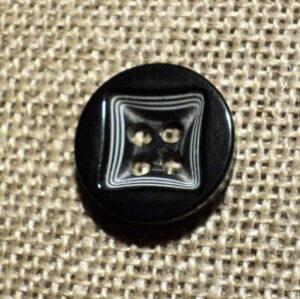 Bouton chemise 12mm noir blanc carré 4-trous Petit bouton button down