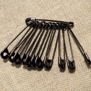 Epingles de sûreté noires 40mm (12) Koh I Noor, métal, épingles à nourrice noires