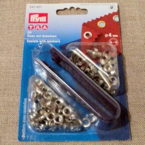 Oeillets/rondelles 4mm argenté (50 pcs) Prym, métal, acier avec outils, anneaux à riveter 542407