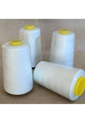 Fil à surjeter, 4 x Cône 4100 mètres Blanc, polyester, tous tissus, fil pour la surjeteuse, fil à coudre machine