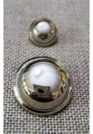 Bouton demi boule 15mm/20mm argenté métal brillant pour manteau, gilet, caban marin