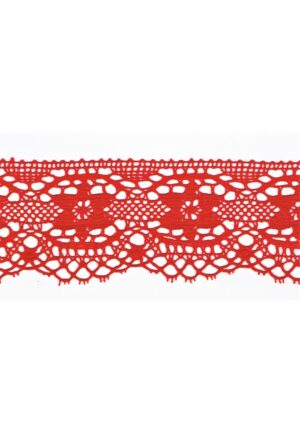 Dentelle rouge 75mm 100% coton dentelle crochet large couture, 7.5 cm