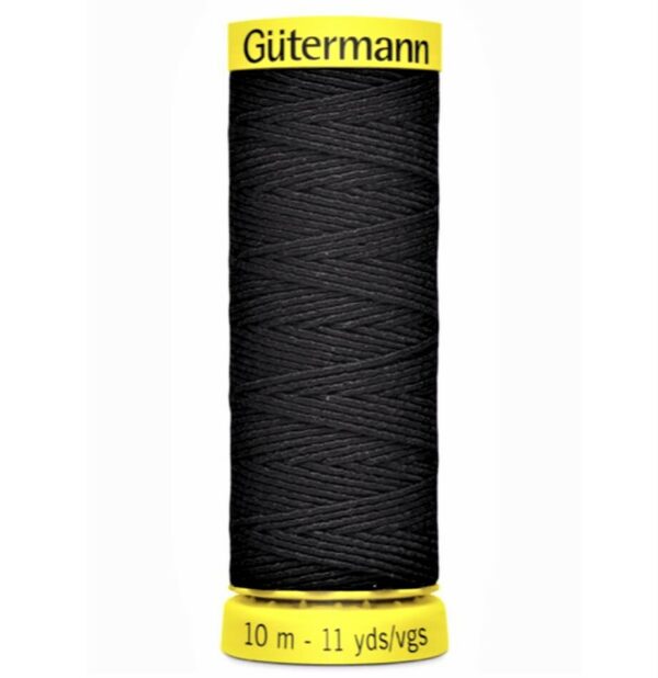 Fil élastique noir lastex Gütermann 10m (bobine) pour les fronces et smocks