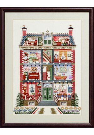 Maison de poupéee 49x64cm, Kit au point croix, Aïda 5.5, au point compté, kit complet