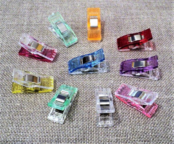 Epingles, pinces, clips de couture, wonderclips, 10 pcs, multi couleur, attache tissu