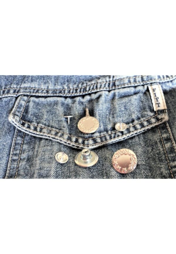 Bouton Jeans 17mm argenté, facile à poser, bouton jeans pression étoile, bouton salopette