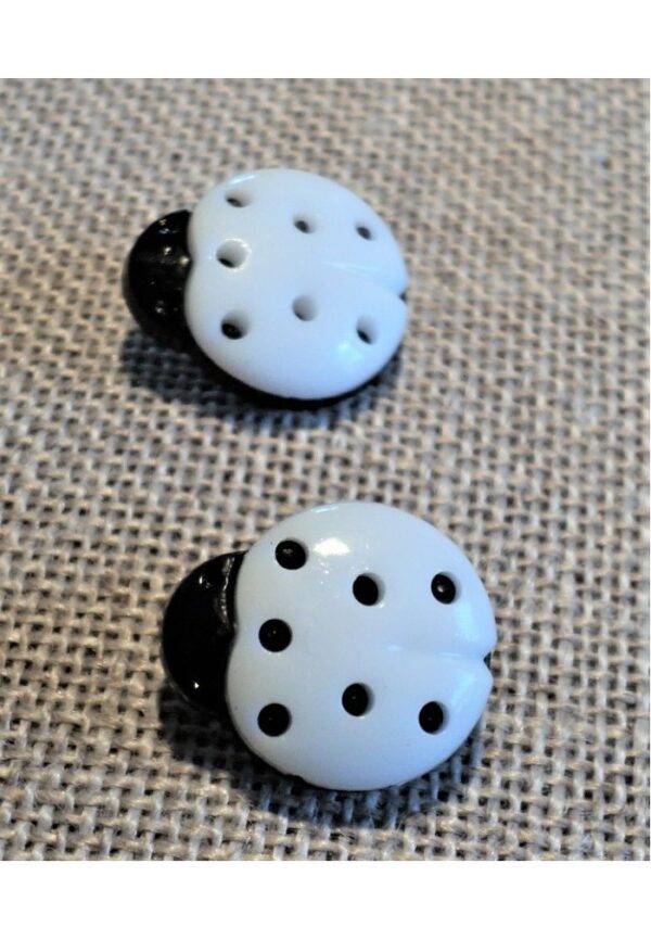 Bouton enfants coccinelle 13mm, blanc noir