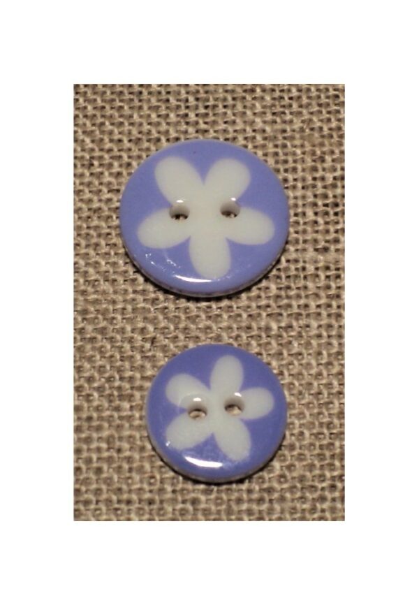 Bouton fleur mauve blanc 13mm/16mm 2-trous