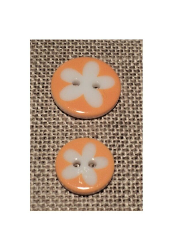 Bouton fleur orange blanc 13mm/16mm 2-trous