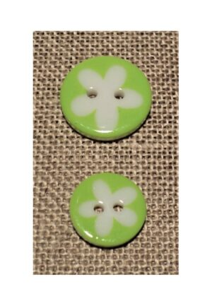 Bouton fleur vert pomme blanc 13mm/16mm 2-trous