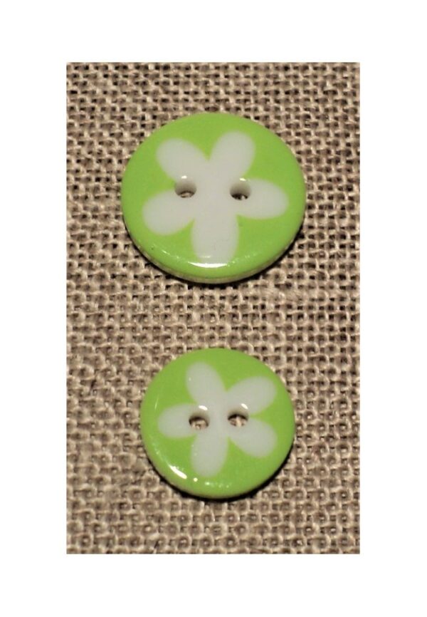 Bouton fleur vert pomme blanc 13mm/16mm 2-trous
