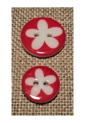 Bouton fleur rouge blanc 13mm/16mm 2-trous