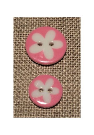 Bouton fleur rose 13mm/16mm 2-trous