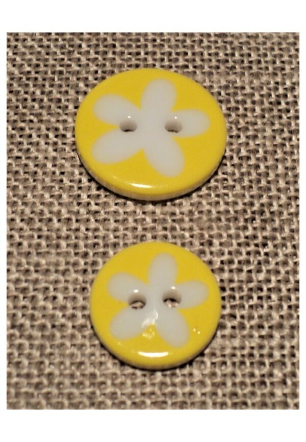 Bouton fleur jaune 13mm/16mm 2-trous