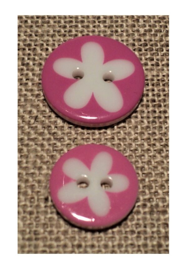 Bouton fleur fuchsia 13mm/16mm 2-trous