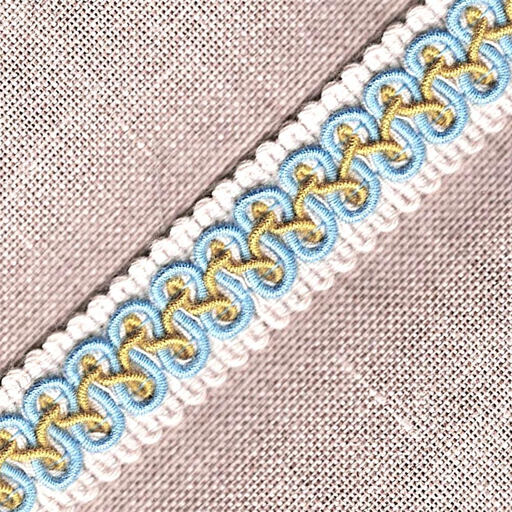 Galon Passementerie 24mm écru avec bleu denim et moutarde