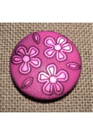 Bouton cyclame 25mm pour manteau, veste, robe, avec des fleurs gravées mat