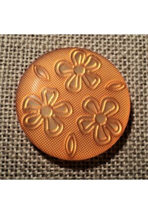 Bouton orange 25mm pour manteau, veste, robe, avec des fleurs gravées mat