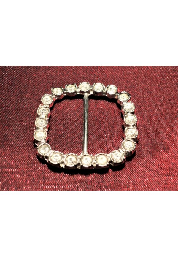Boucle de ceinture métal 25mm argenté avec strass