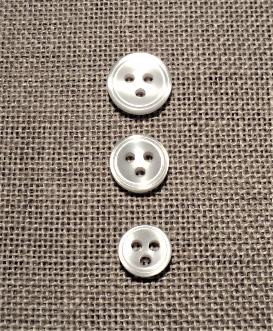 Bouton chemise 8mm-10mm-11mm blanc, 3-trous Petit bouton contempora