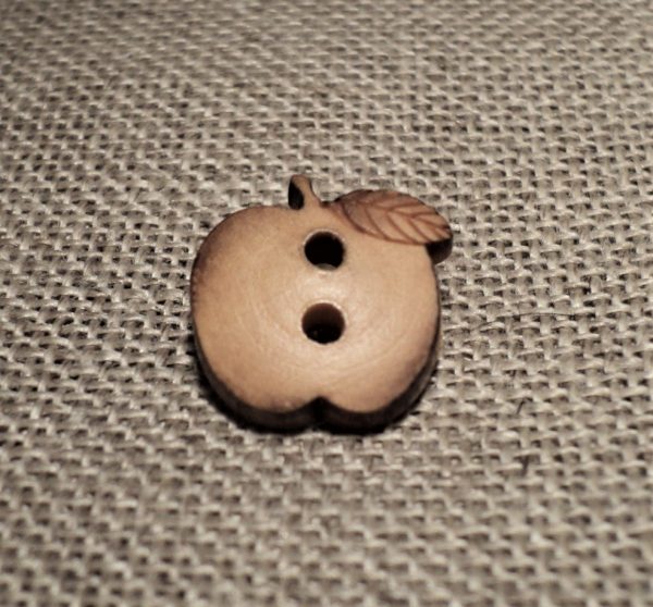 Bouton en bois 13mm pomme 2-trous, bois naturel