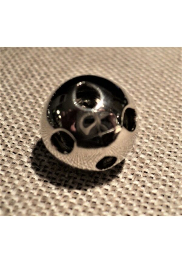 Bouton métal boule argenté 13mm, boule ronde modèle perle