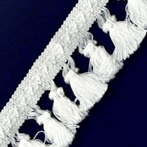 Galon Frange Gland 60mm Ivoire pour les abat-jour, chaises, canapés, rideaux, home déco, coussins, ameublement etc.