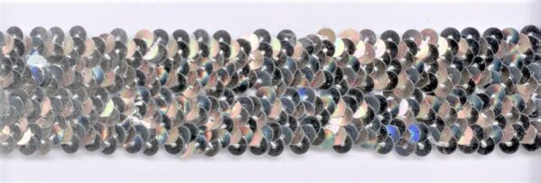 Ruban Sequins 40mm stretch, argenté  paillettes galon élastique – Image 2