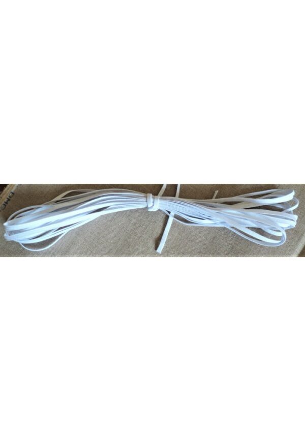 Elastique SOUPLE 5mm BLANC (10mètres), élastique plat DOUX tubulaire 8 gommes pour lingerie, masque etc