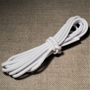 Elastique à chapeau 3mm Blanc, élastique cordon rond blanc 2 mètre