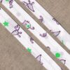 Ruban Biais fantaisie 20mm, fond blanc avec chien, chat et souris