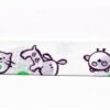 Ruban Biais fantaisie 20mm, fond blanc avec chien, chat et souris