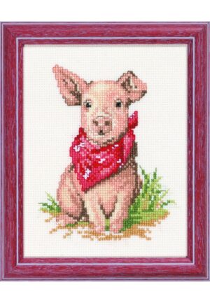 Kit au point de croix 13x17cm "Le cochon", Aïda, au point compté