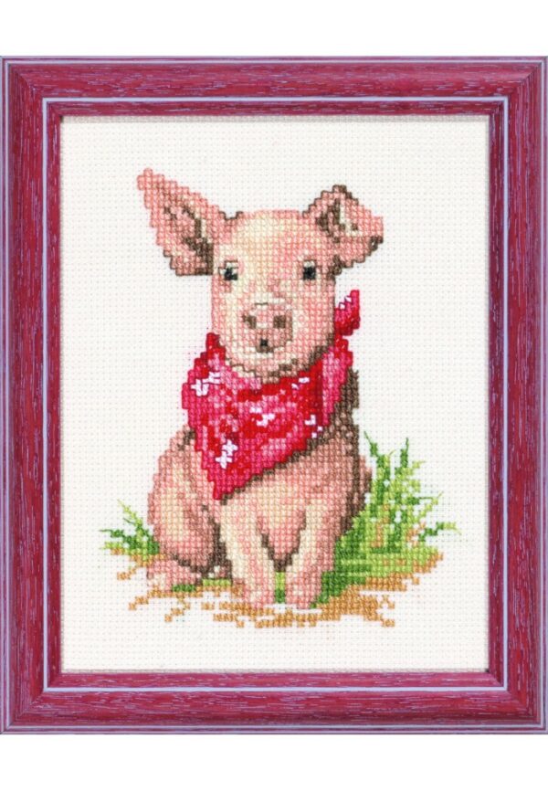 Kit au point de croix 13x17cm "Le cochon", Aïda, au point compté