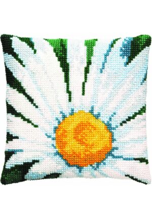 Coussin point de croix 40x40cm, kit complet soudan "La marguerite"