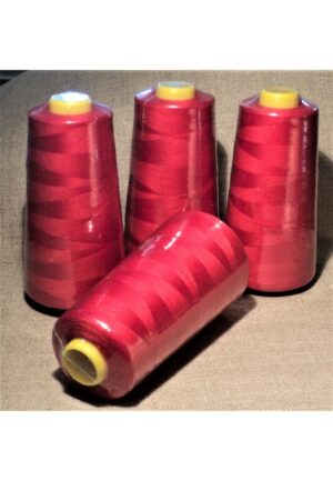 Fil à surjeter, 4 x Cône 3000 Yards Rouge, polyester, tous tissus, fil pour la surjeteuse, fil à coudre machine