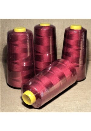 Fil à surjeter, 4 x Cône 3000 Yards Bordeaux, polyester, tous tissus, fil pour la surjeteuse, fil à coudre machine
