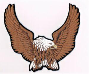 Écusson aigle taille large marron thermocollant 19x18cm