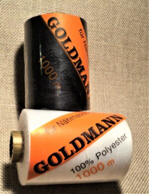 Goldmann Lot 2x1000 mètres blanc noir, Fil à coudre tout tissu, 100% polyester