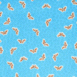 Tissu bleu papillon 7,90€ le mètre, vendu au mètre