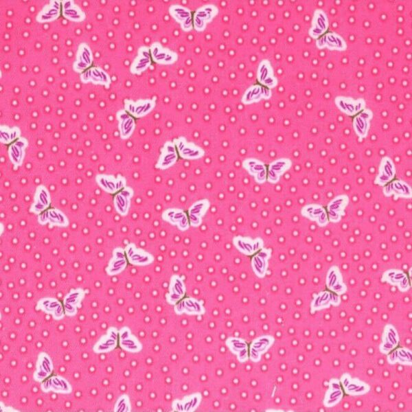 Tissu fuchsia papillon 7,90€ le mètre, vendu au mètre