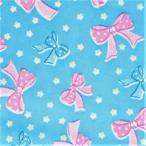 Tissu bleu ciel avec des noeuds 7,90€ le mètre, vendu au mètre