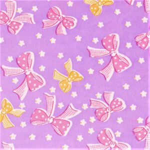 Tissu mauve avec des noeuds 7,90€ le mètre, vendu au mètre