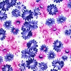 Tissu marguerite denim, mauve et rose 7,90€ le mètre, vendu au mètre