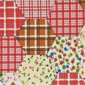 Tissu patchwork hexagone corail rouge 7,90€ le mètre, vendu au mètre