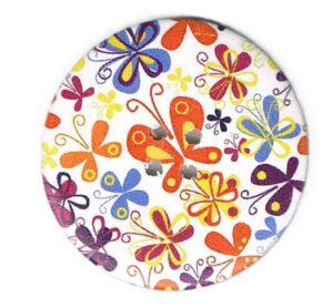 Bouton décoratif 50mm 4-trous, papillons