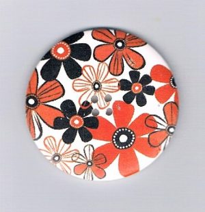 Bouton décoratif 50mm, fleurs orange, brique, bouton 4-trous